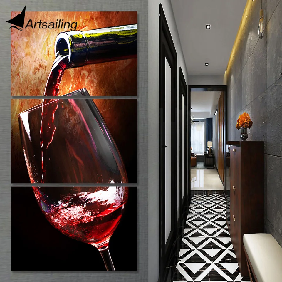 3 Piece Wine Pouring Wine Alcohol Drinks Modular Poster HD Prints Home Decor Canvas Paintings Wall Art Pictures