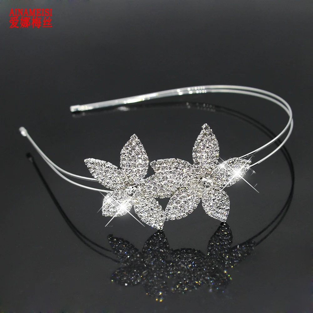 AINAMEISI Bridal Crown Tiaras Wedding Prom Hair Accessories Rhinestones Flower Pattern Girls Hairbands Hair Jewelry Gift