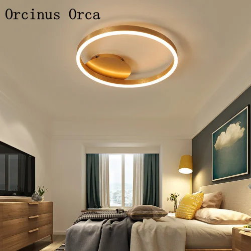 

Postmodern Individual LED Golden Circle Ceiling lamp Living Room Dining Room Bedroom New American Iron Ceiling lamp