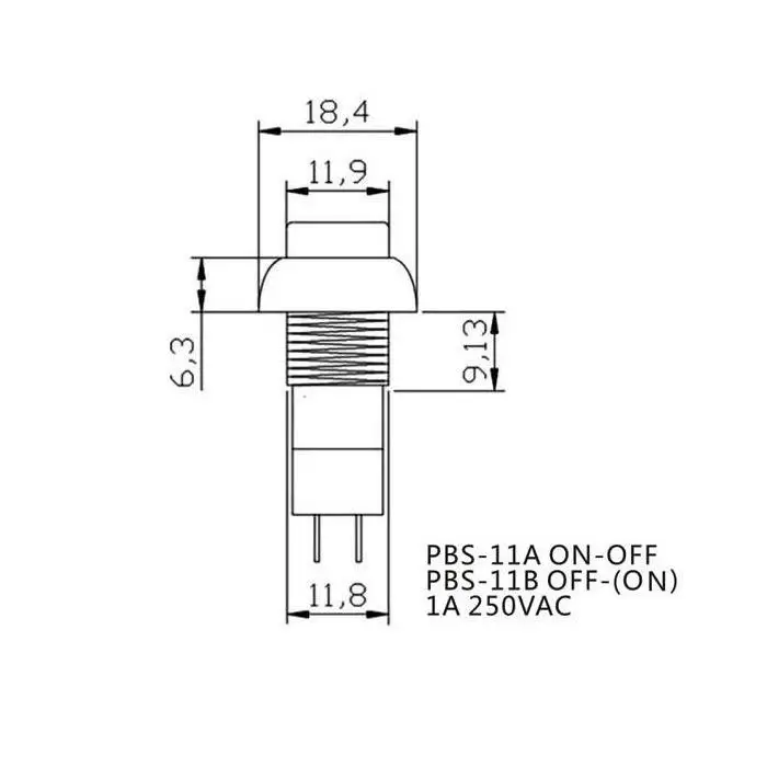 10PCS Reset Switch PBS-11B OFF-(ON) Normally open no locked 250VAC 1A Round Push Button Red