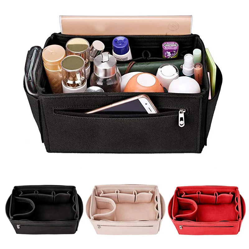 Womens Makeup Organizer Felt Insert Bag For Handbag Travel Cosmetic Bag Makeup Storage Bags Fits Speedy Neverfull