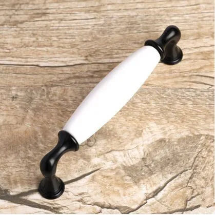 

5" kitchen cabinet pull handle white ceramic dresser handle black cupboard drawer wardrobe furniture handles pulls knobs 128mm