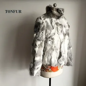 Real rabbit skin coat for women, mandarin collar, whole genuine pure natural skin, custom skin, 2023, WSR61, new 8 Main Sales Casaco Skin of Legitimate Rabbit - №7