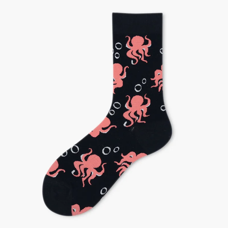 PEONFLY Funny women Socks Cozy Cotton Short Socks Originality Seafood Animal Shark Octopus Shell Cat Happy Male Socks