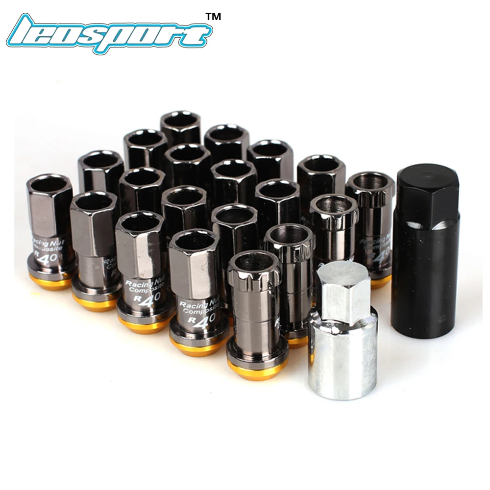 Leosport-Universal JDM Racing Wheel R40 Wheel Nut Neo Titanium Chrome Steel Kics Racing Composite R40 Wheel Lug Nuts