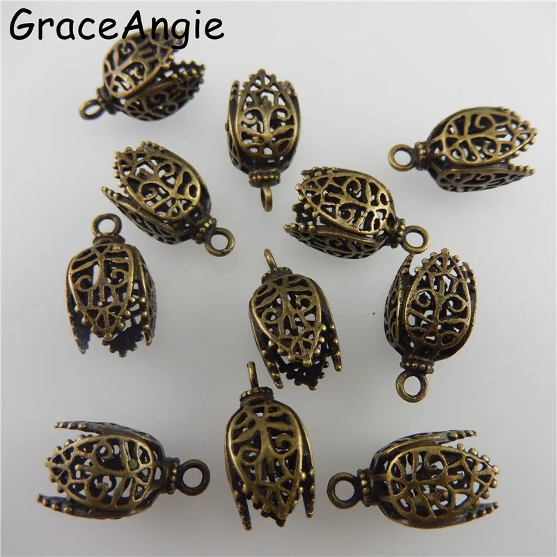 8Pieces Copper Antique Bronze Color Hollow-Pattern Pendant Finding 17*11*11MM 05745 Handmade Fashion Jewelry Charms GraceAngie