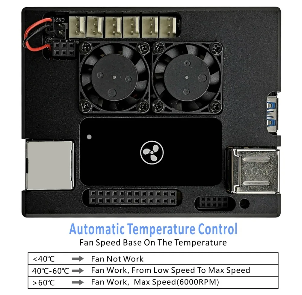 LattePanda Aluminum Case with Dual Super Mute Cooling Fan Black by Eleduino