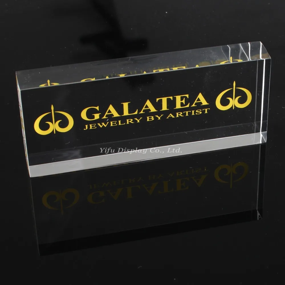 Customized Glass Stamp Clear Acrylic Logo Display Block Rectangle Clear Acrylic Block