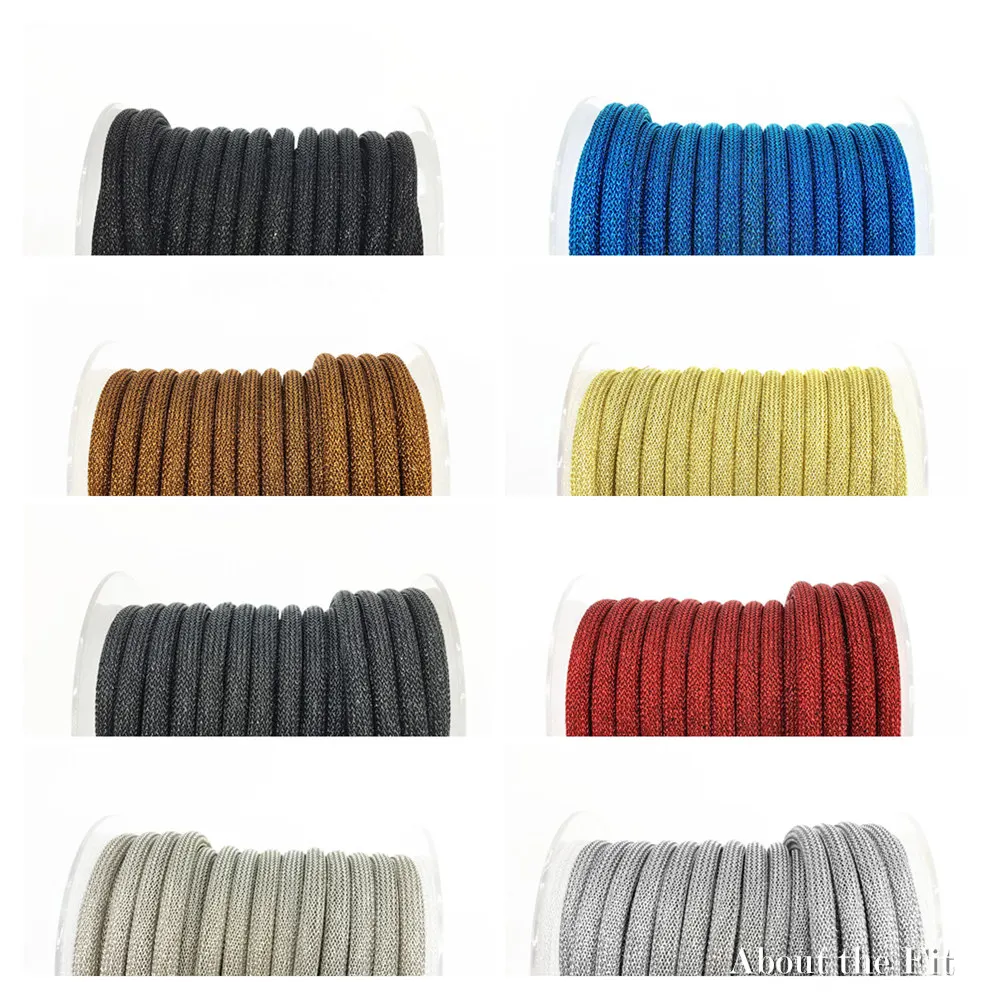 About the Fit 6mm Braided Metallic Thread Round Plastic Tube Cords Metal Wire Mesh Bands Woven Rope Craft Collar Making