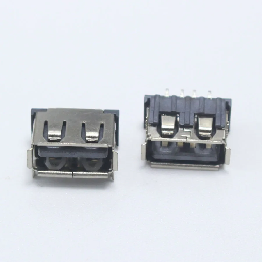 10pcs USB Type A 4Pin Female Socket Connector Welding 90 Degrees 1.0mm Bend Pin Plug Jack DIY Connectors