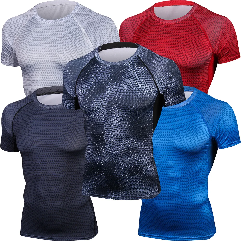 New Quick Dry Man's Serpentin T-Shirt Gyms Fitness Tights Top Fitness Jerseys Men T Shirt Demix Men's Sportswear Rashgard Male