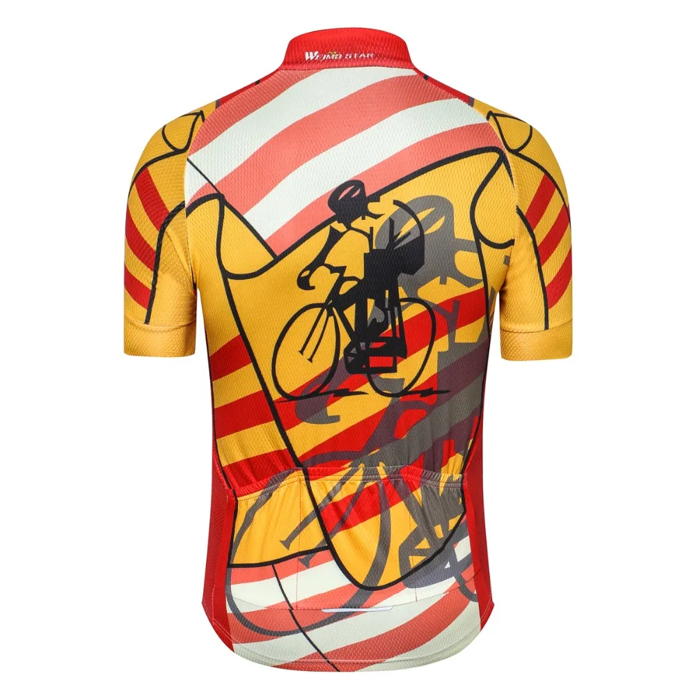 Men Cycling Jersey Bike Bicycle Short Sleeves Jersey Mountain Clothing MTB Jersey T Shirt Bike Clothes Maillot Yellow Red S-4XL