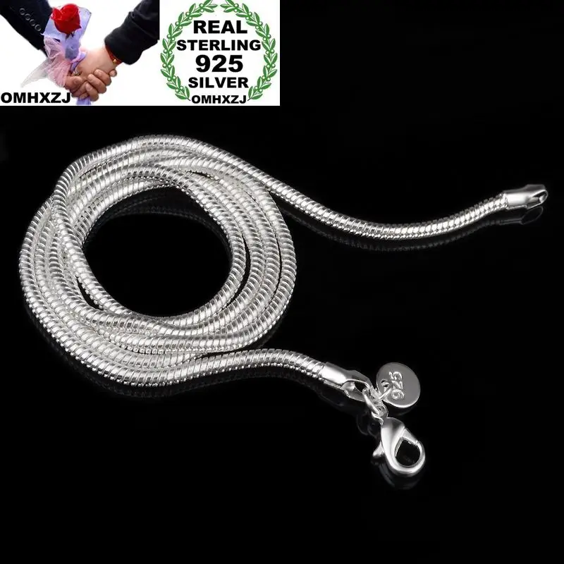 OMHXZJ Wholesale Personality Fashion Unisex Party Wedding Gift Silver 2.4MM Snake Chain 925 Sterling Silver Chain Necklace NC168