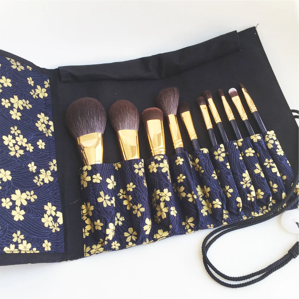 OUYANI Shining-SERIES Brush set High Quality Saikouhou Goat hair Professional 10-Brushes with Case Beauty Makeup Brush Kit