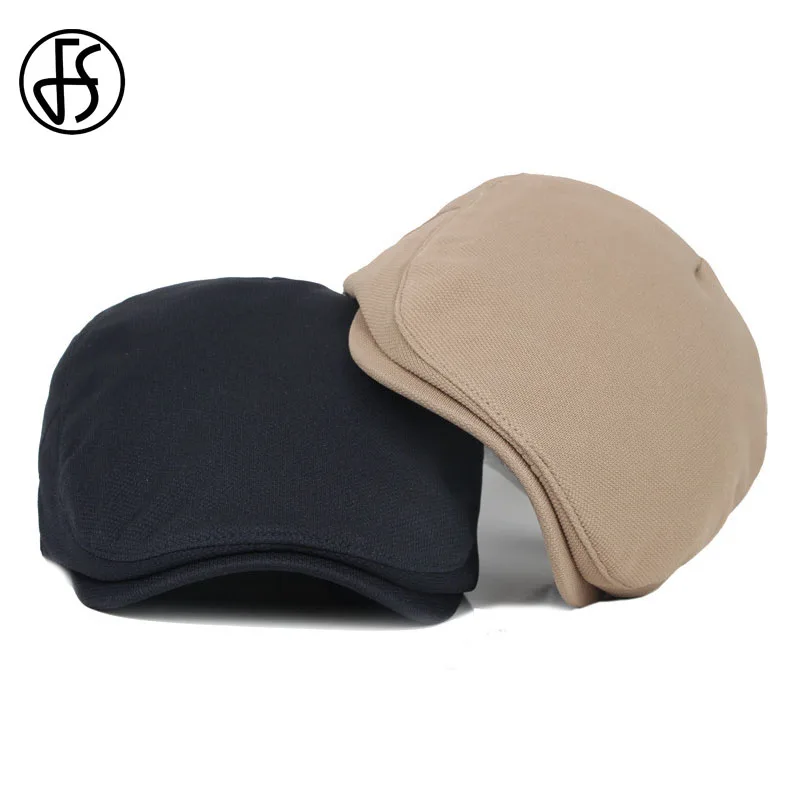 FS Fashion Flat Caps For Men Beret Hat Unisex Women Winter Casual Sun Hats Black Berets Femme Cabbie Peaky Chapeau Homme