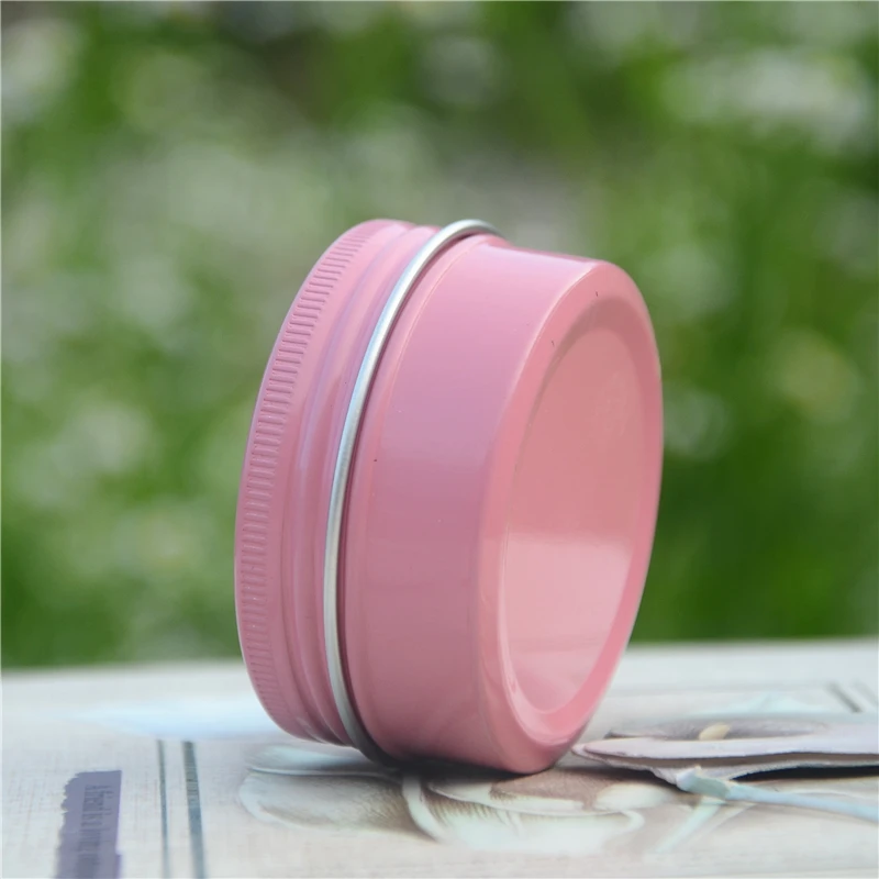 50ml Empty Sample Cream Jar Tin Cosmetic Jars Pink Aluminium Lip Balm Nail Crafts Pot Containers Metal Screw Makeup Case 50pcs