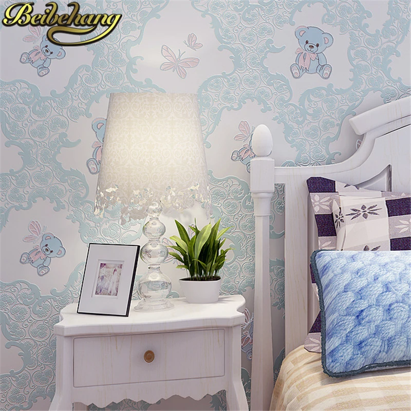 beibehang Cute Cartoon Bear Design Wallpaper roll Kids Room 3D Wallpapers Wall Papers Bedroom Decal Mural papel de parede 3d