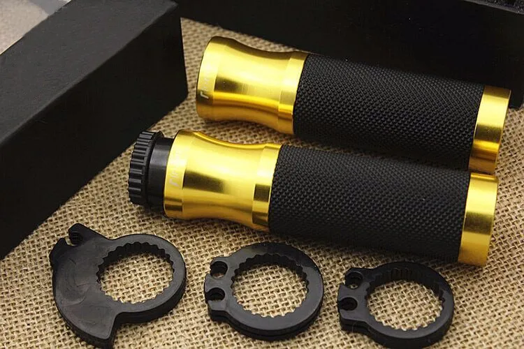 RIZ0MA Universal CNC Gold 7/8\'\' Motorcycle Handlebar Grips inch 22mm For Honda Suzuki Harley Yamaha Kawasaki Ends Free shipping