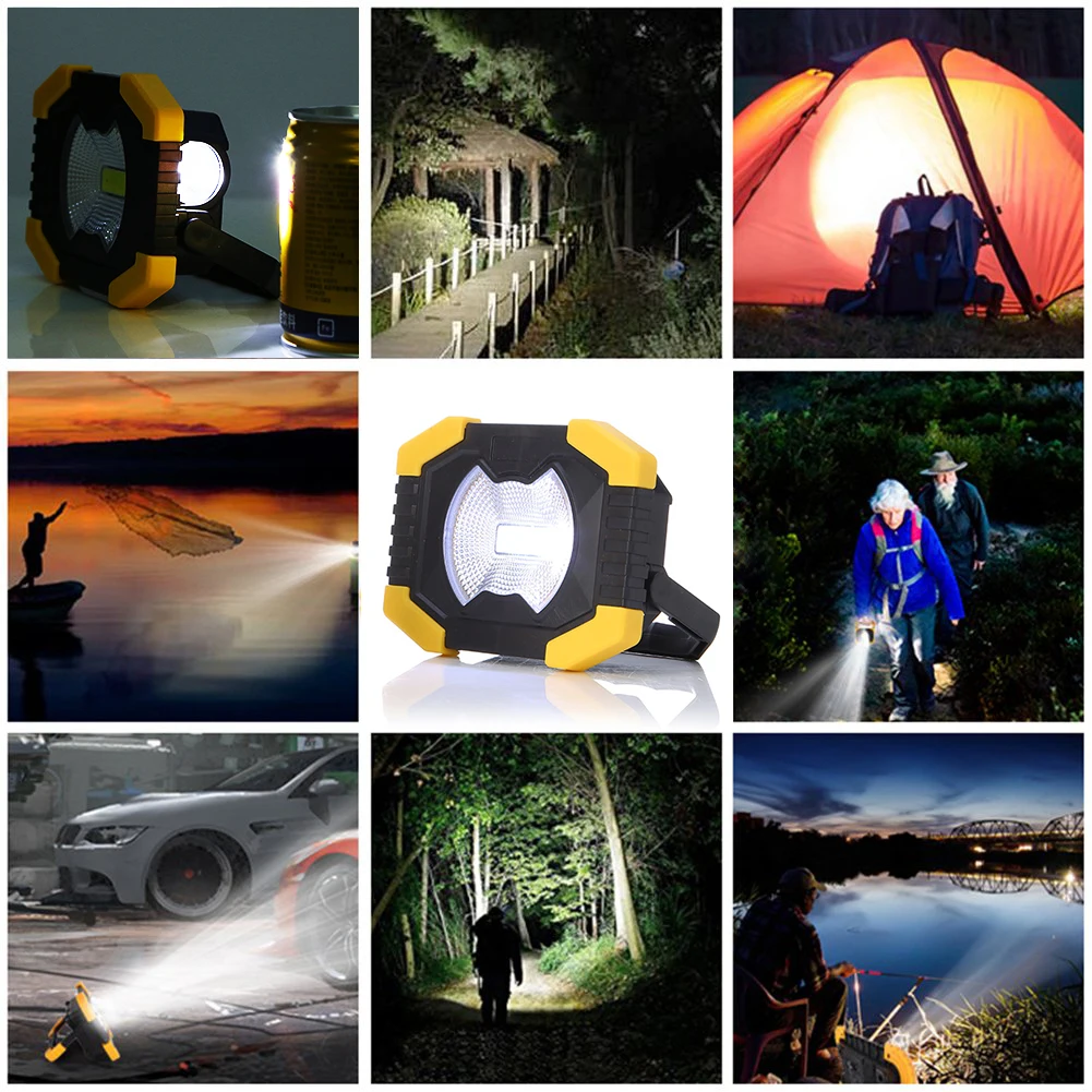 Portable Spotlight Work Light USB Rechargeable Flashlight Solar energy Light Built-in 2400mAh Battery For Hunting Camping
