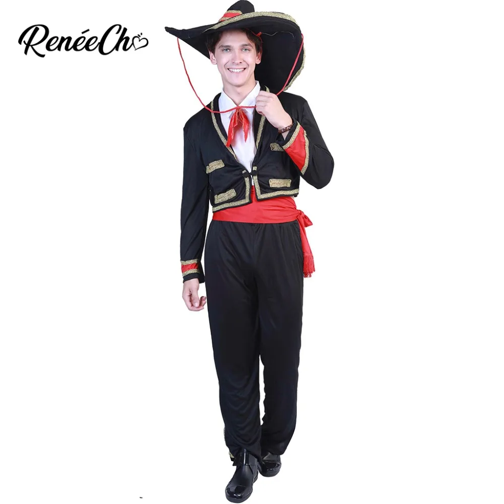 

Традиционные мексиканские костюмы Reneecho для мужчин, костюмы на Хэллоуин для взрослых, костюмы для косплея мариачи, наряд на карнавал Purim, платье