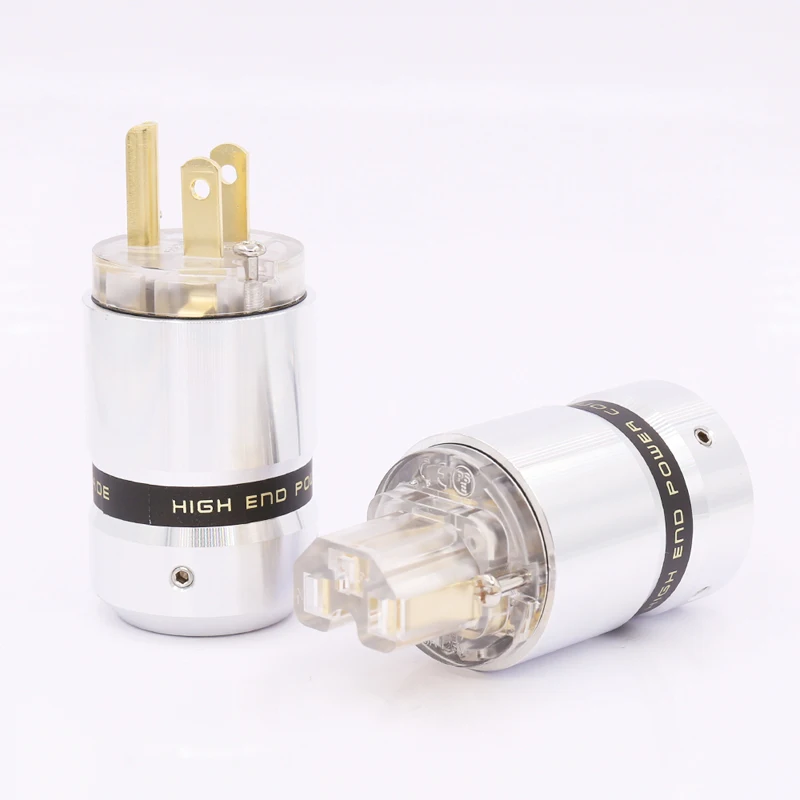 

One Pair Gold plated HiFi audio Transparent American Power plug connector