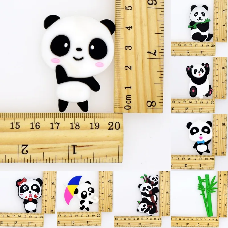 10 PCS Pandas Bamboo Flatback Soft Charms Fit DIY Craft Ornament Handmade Stitching Accessories For Garment/Suitcase/Backpack