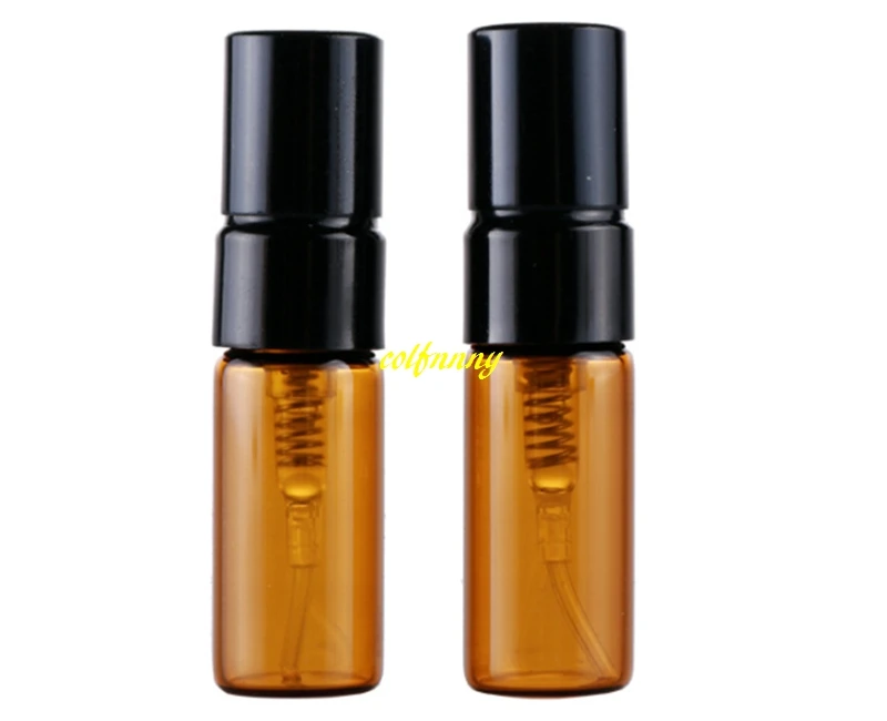 

1000pcs/lot 3ml 5ml Empty amber spray bottle Essential oil Perfume bottle glass brown spray bottles 14mm size