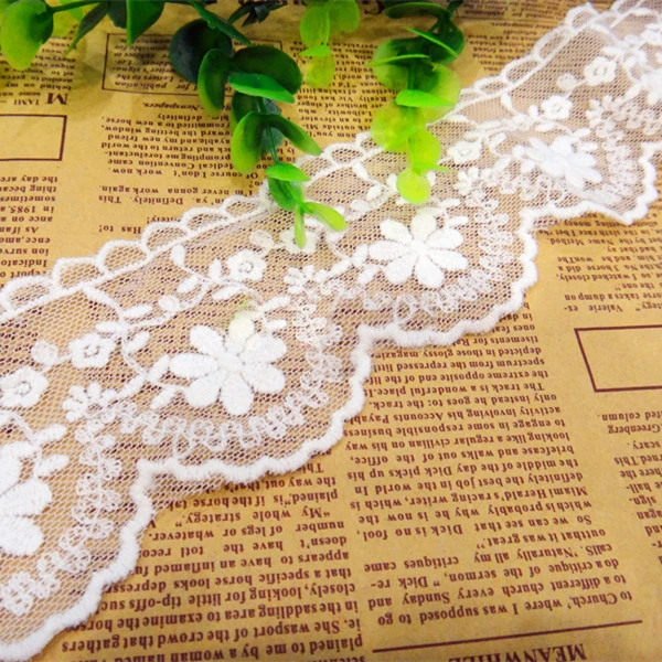 

10 yards/lot width 6.5cm 2.55" white mesh embroidery lace trim ribbon fabric for dress skirt clothes SL4K710