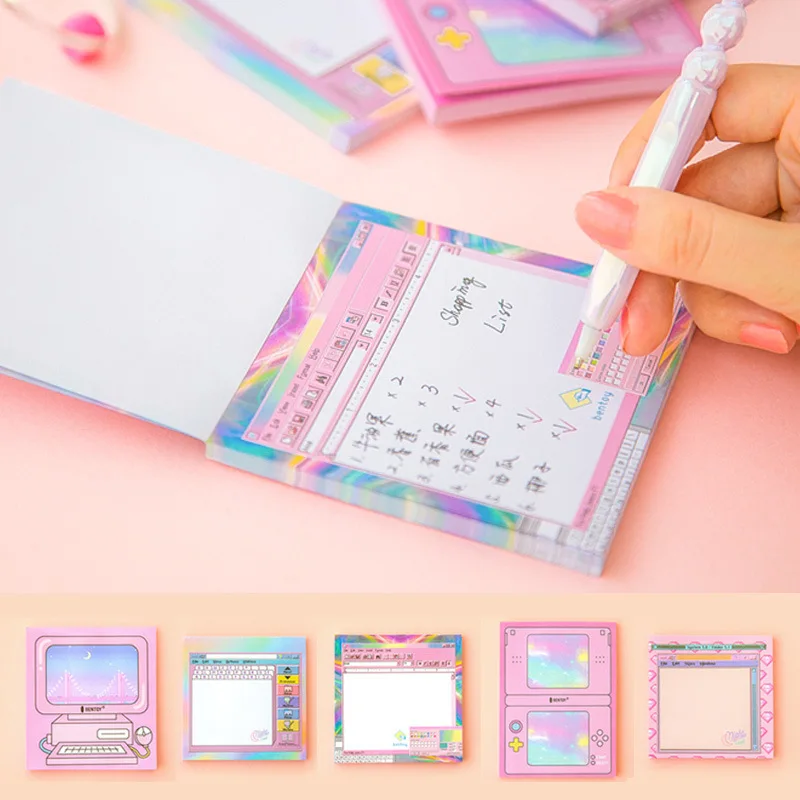 Cute Computer Game Memo Pad Self-adhesive Planner Stickers Kawaii Paper Sticky Notes Notepad School Office Stationery Supplies