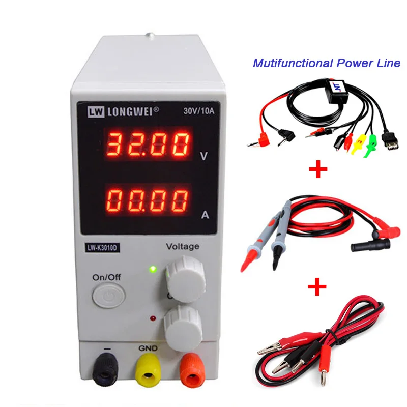 110V 220V Adjustable DC Power Supply 30V 10A Digital Display Laboratory Switching Power Supply Phone PC Repair Voltage Regulator