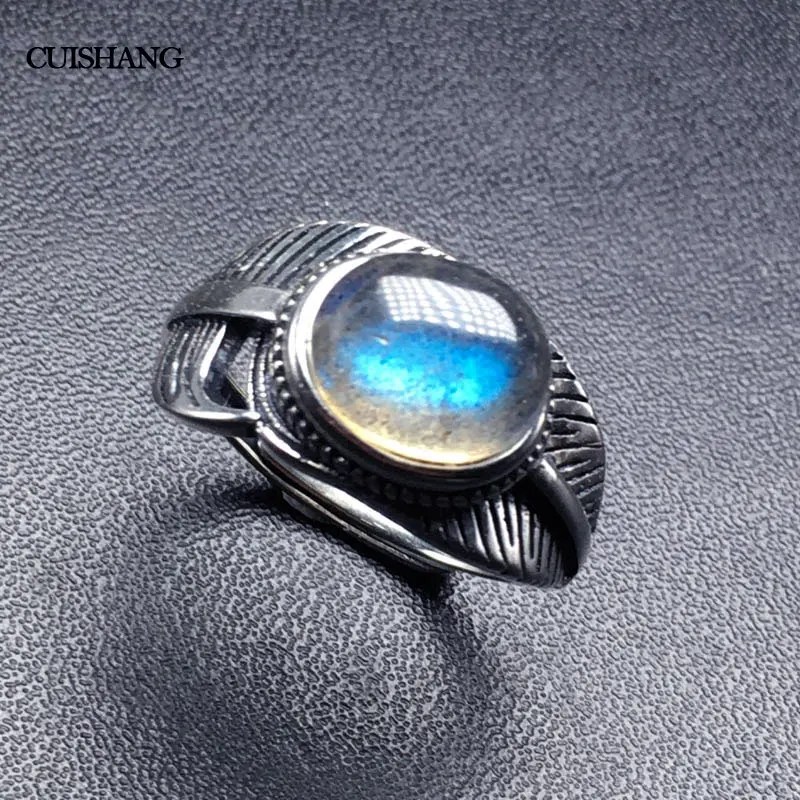 CSJ 100% Natural Labradorite rings sterling silver women femme lady Wedding Engagement party Gift Fine Jewelry