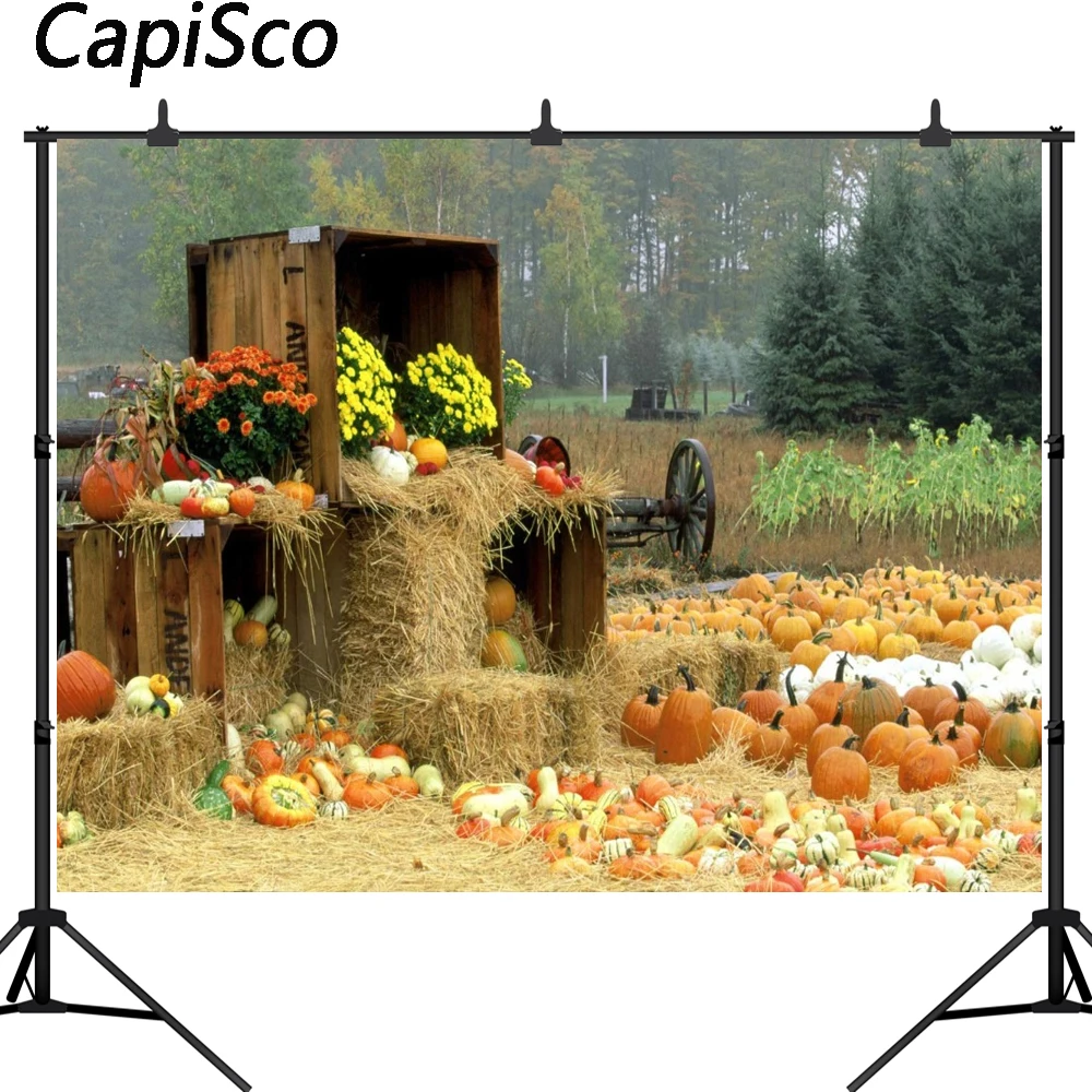 Capisco Photography Backdrops 사진을위한 할로윈 배경 사진 스튜디오를위한 호박 차 배경 Kids Foto Achtergrond