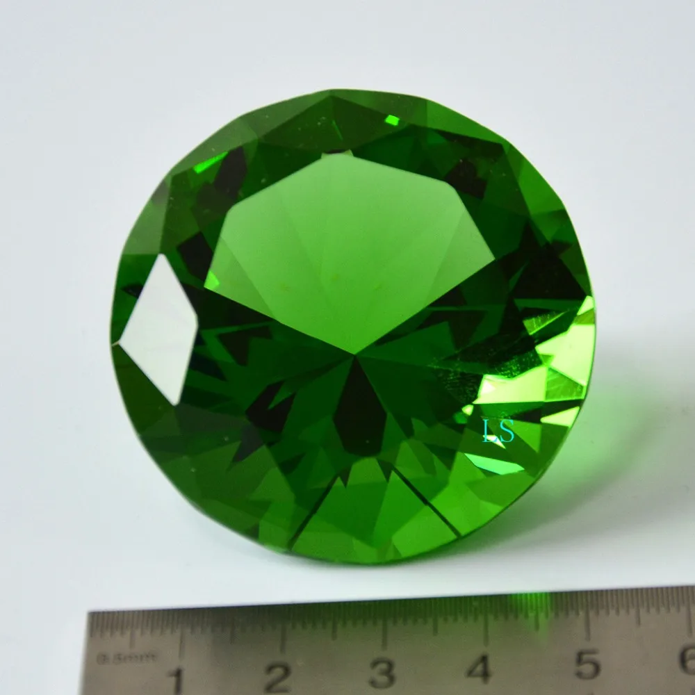 Smeraldo cristallo verde fermacarte vetro tagliato grande diamante gigante gioiello 50mm smeraldo isola