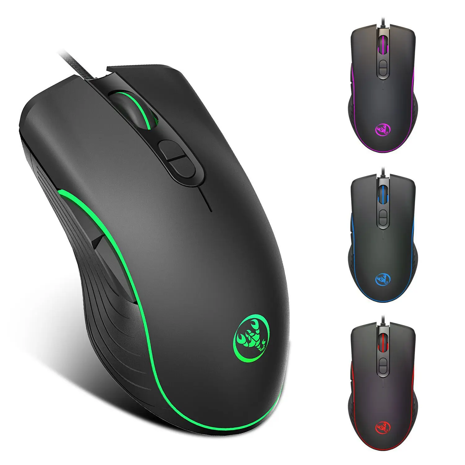 Hongsund RGB mouse 6400dpi Luminous Game Mouse Electric Competing Cable Mouse gaming For LOL CF