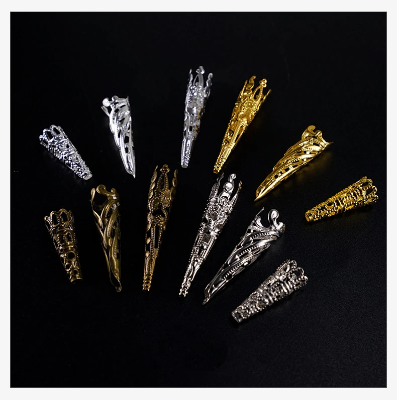 New 20pcs/lot Horn Flower Long Pendant Bead Caps Connectors 23/31/41mm Golded Bronze Plated