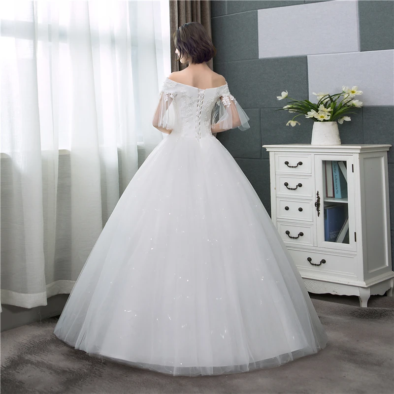 ivory Wedding Dress 2025 New Sexy V-neck Lace Up Ball Gown Off The Shoulder Simple Wedding Dresses Vestido De Noiva Customized