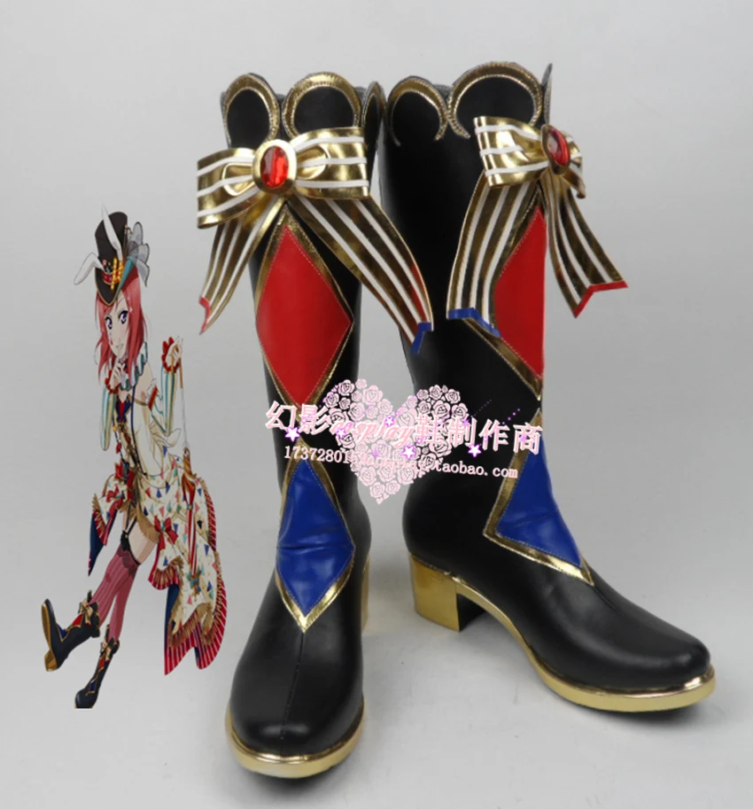 Amor ao vivo! Botas longas de cosplay nozomi tojo circo halloween, sapatos h016