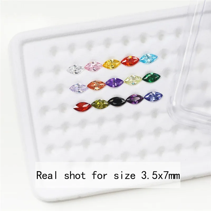 Total 15pcs 4x8mm~6x12mm 1pcs Per Colors Loose Cubic Zirconia Marquise Shape CZ Synthetic Gemstone