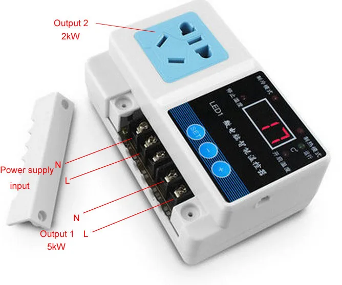2kW/5kW output Digital thermostat Suhu controller dengan 2 saluran output dengan 200 cm suhu sensor