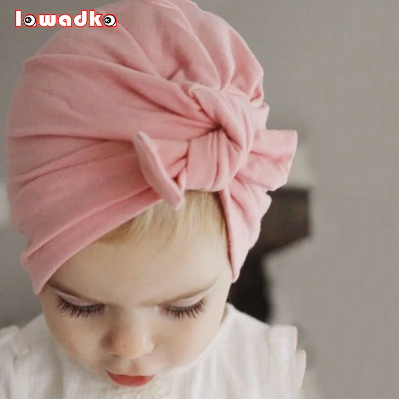 Neonato di Modo Infantile Del Bambino Del Capretto Della Ragazza del Ragazzo Turbante Bowknot Morbido Cotone Bunny Beanie della Protezione Del