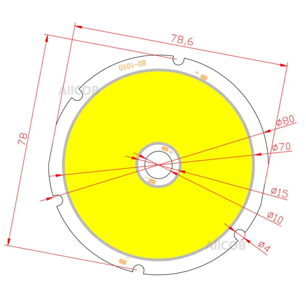 10PCS 80mm Annular 50W Allcob COB Light Source High Power Warm White LED Strip Module Chip For Down DIY Lamp