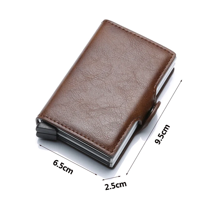 Maideduod New Metal Card Holder RFID Blocking Leather Business ID Credit Card holder  Men Thin  Aluminium Case Wallet Mini Purse