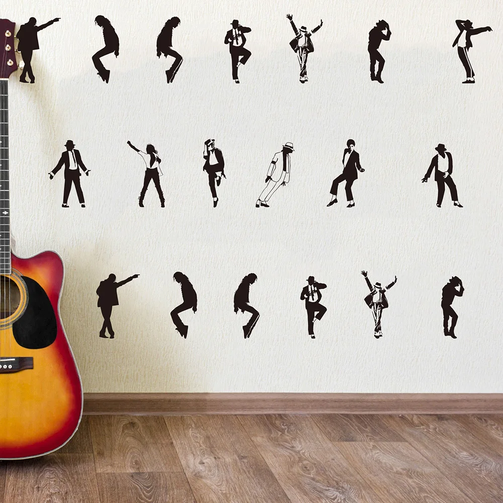 13Pcs Michael Jackson Dancer Wall Sticker Bedroom Nursery Rock Super Star Dance Music Singer Wall Decal Living Room Vinyl Decor