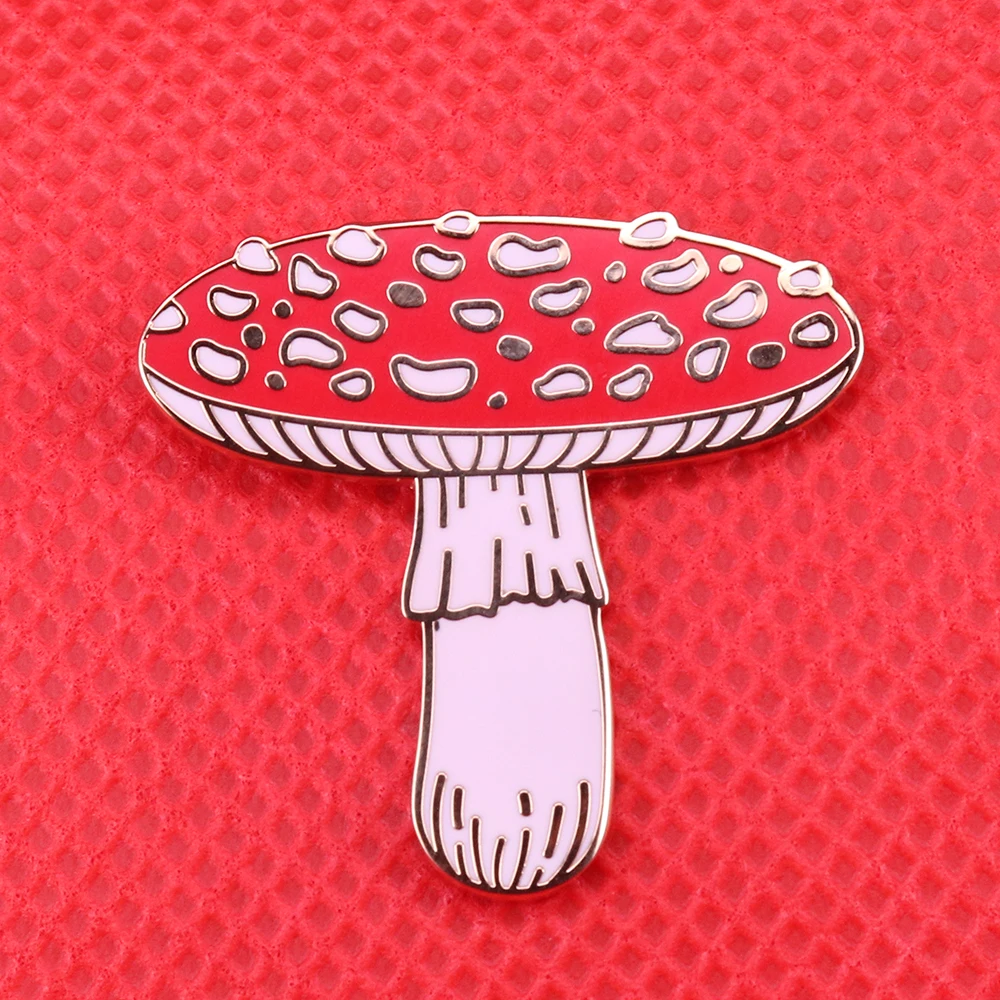 Pin de esmalte de seta roja, broche de Amanita, muscaria, toadstool, insignia de nutrición, joyería de mitología, bosque, regalo de valores naturales