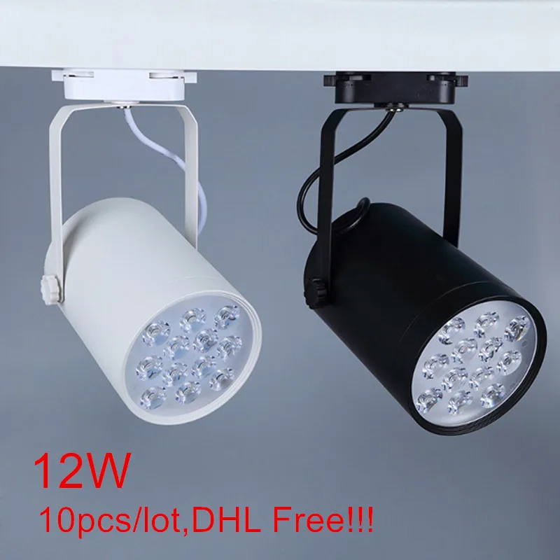 10ピース/ロット、dhl無料!!! 12wトラックledライト12x 1w ledスポットライト、トラックled照明ランプac85〜265v led屋内照明