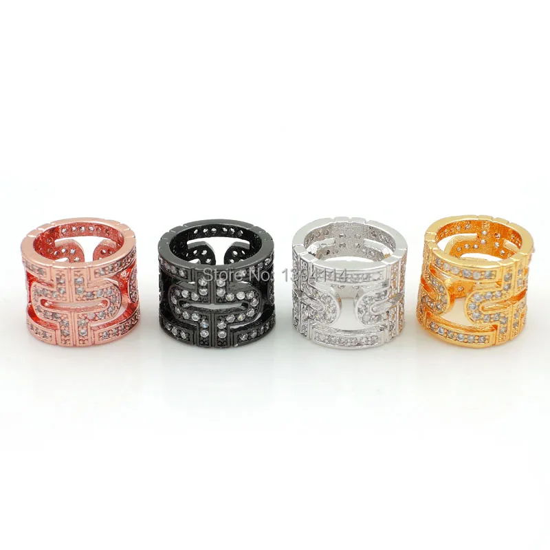 

10*12*12mm Micro Pave Clear CZ Piercing Tube Beads Fit For 10mm Leather Cord Making DIY Bracelets Or Necklaces Jewelry