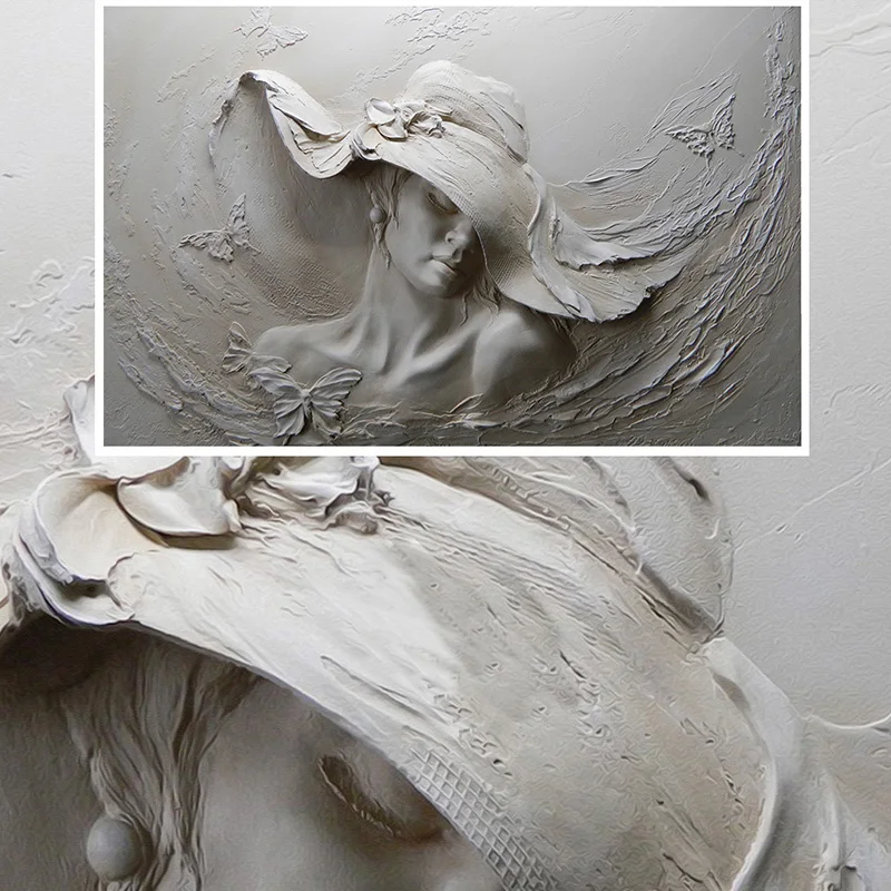 Gril mural personnalisé en relief 3D, papier peint de figure de beauté abstraite, peinture murale de salon, décor à la maison de chambre à coucher, art 3D