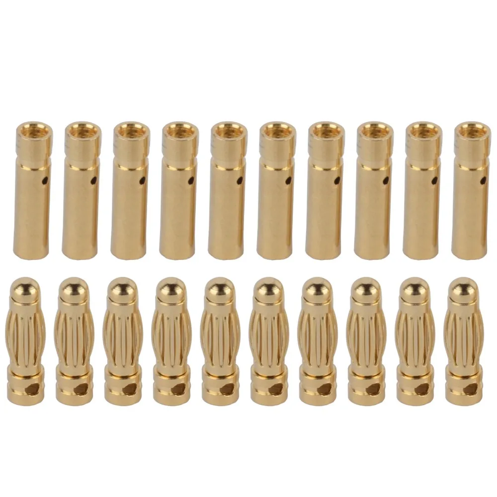 Whole Sale 3.0mm Gold Tone Metal RC Banana Bullet Plug Connector Male Female  For ESC Battery Motor