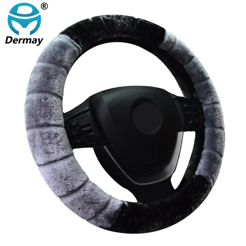 4 Colors Winter Warm FUR STEERING WHEEL COVER Size M fit 14-15