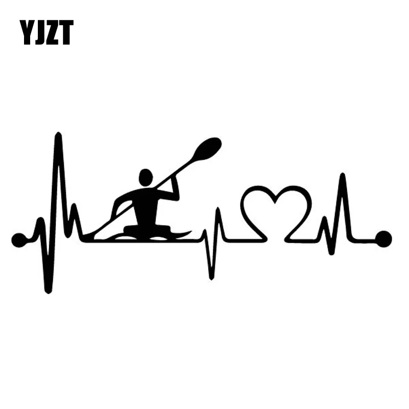 YJZT 16.2CM*6.9CM Heart Rate Ship Rowing Boat Artistic Conception Vinly Decal Car Sticker Interesting Black/Silver C27-0488